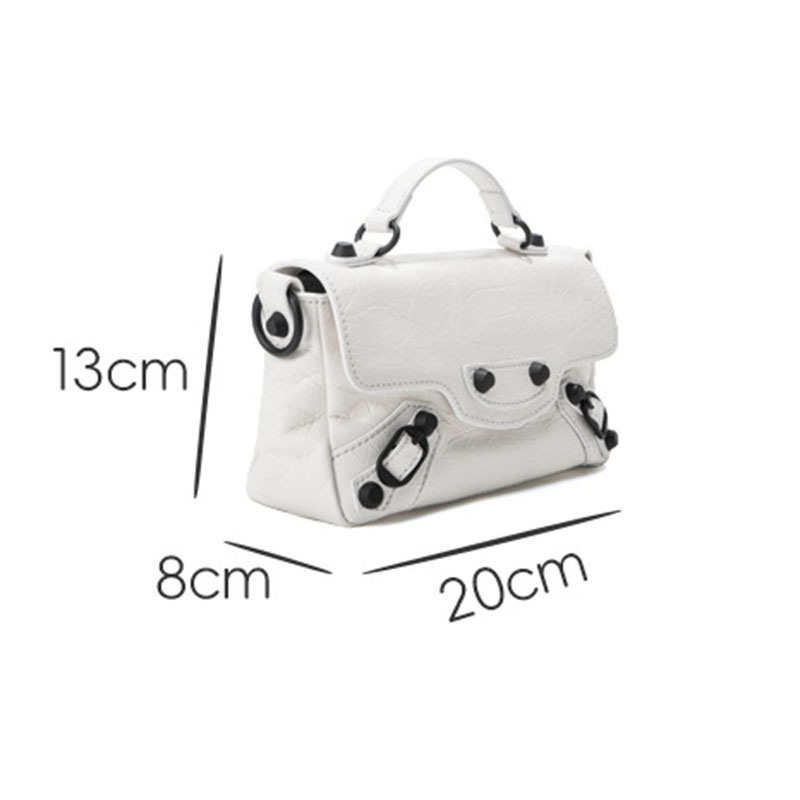 Women's Full-Grain Leather Cracked Flap Top Handle Crossbody Bag