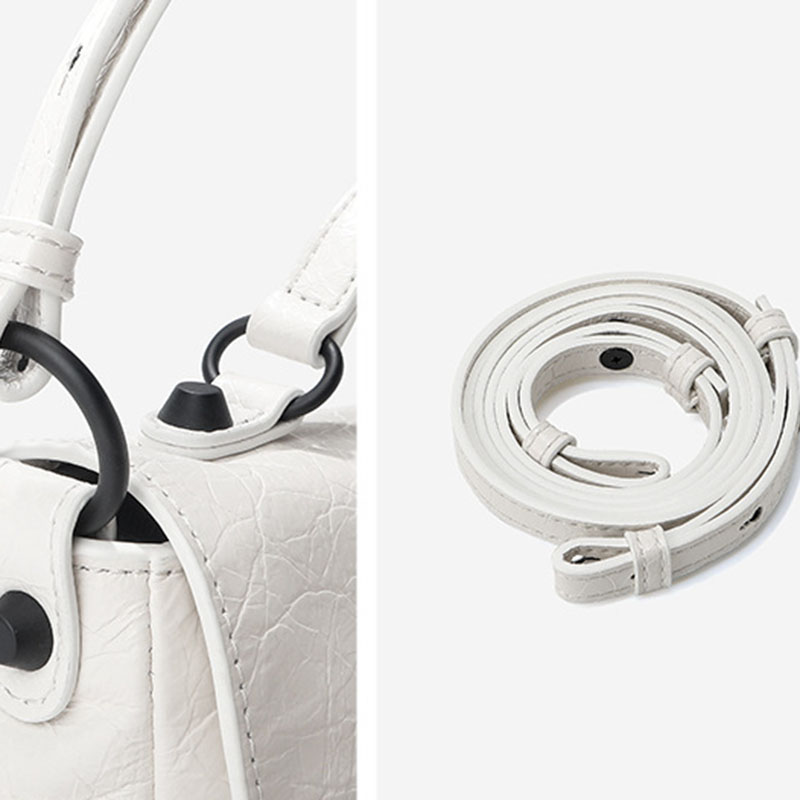 Women's Full-Grain Leather Cracked Flap Top Handle Crossbody Bag