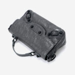 Women's Full-Grain Leather Cracked Flap Top Handle Crossbody Bag