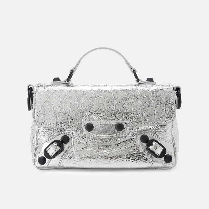 Women's Full-Grain Leather Cracked Flap Top Handle Crossbody Bag
