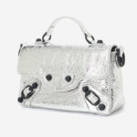 Women's Full-Grain Leather Cracked Flap Top Handle Crossbody Bag