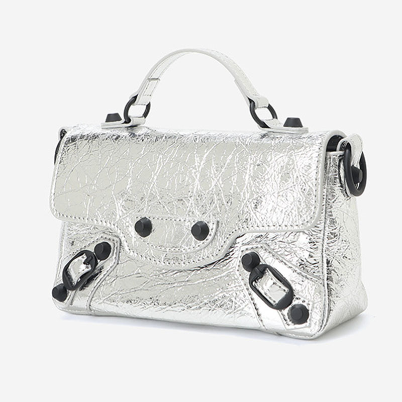 Women's Full-Grain Leather Cracked Flap Top Handle Crossbody Bag