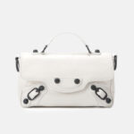Women's Full-Grain Leather Cracked Flap Top Handle Crossbody Bag