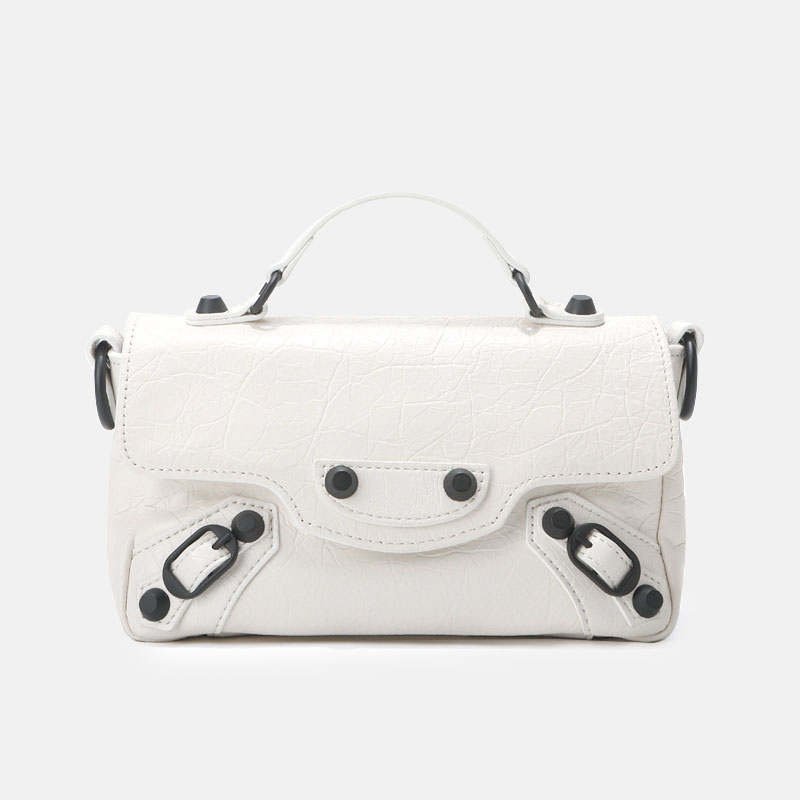Women's Full-Grain Leather Cracked Flap Top Handle Crossbody Bag