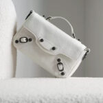 Women's Full-Grain Leather Cracked Flap Top Handle Crossbody Bag