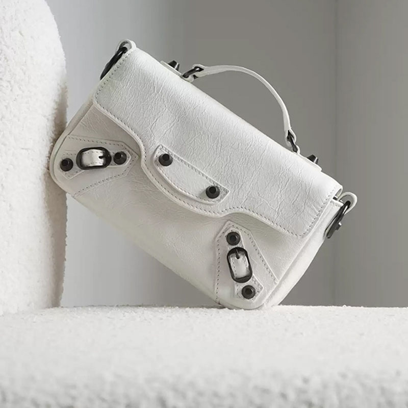 Women's Full-Grain Leather Cracked Flap Top Handle Crossbody Bag