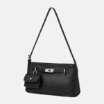 Women's Full Grain Leather Pebbled Lock Shoulder Crossbody Bag