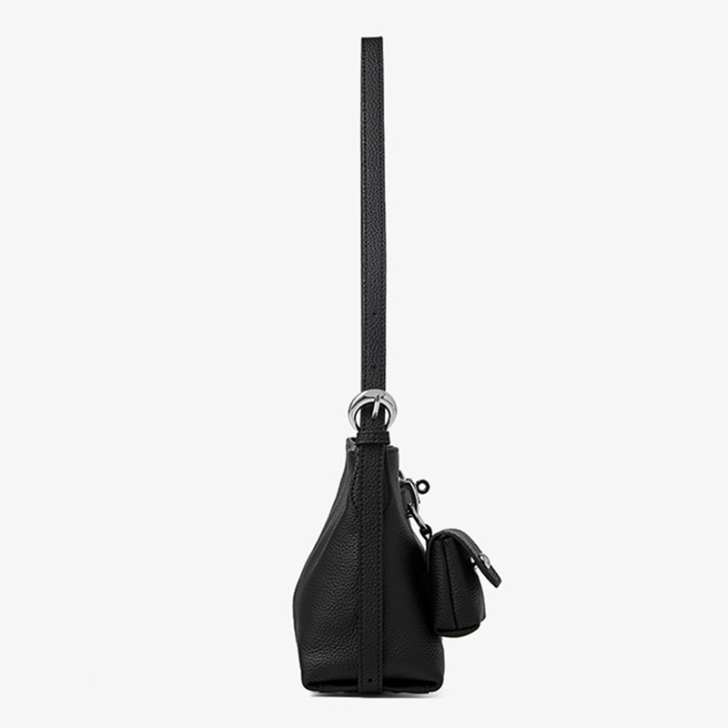 Women's Full Grain Leather Pebbled Lock Shoulder Crossbody Bag