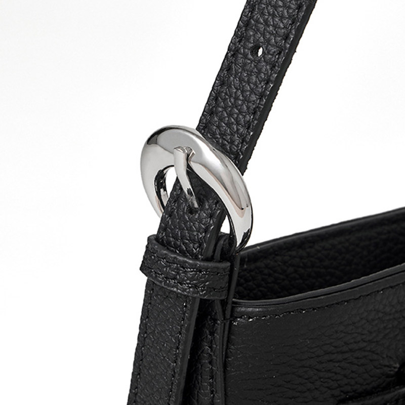 Women's Full Grain Leather Pebbled Lock Shoulder Crossbody Bag