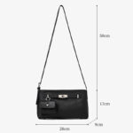 Women's Full Grain Leather Pebbled Lock Shoulder Crossbody Bag