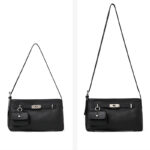 Women's Full Grain Leather Pebbled Lock Shoulder Crossbody Bag