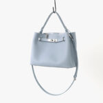 Women's Full-Grain Leather Pebbled Lock Shoulder Crossbody Bucket Handbag