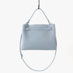 Women's Full-Grain Leather Pebbled Lock Shoulder Crossbody Bucket Handbag