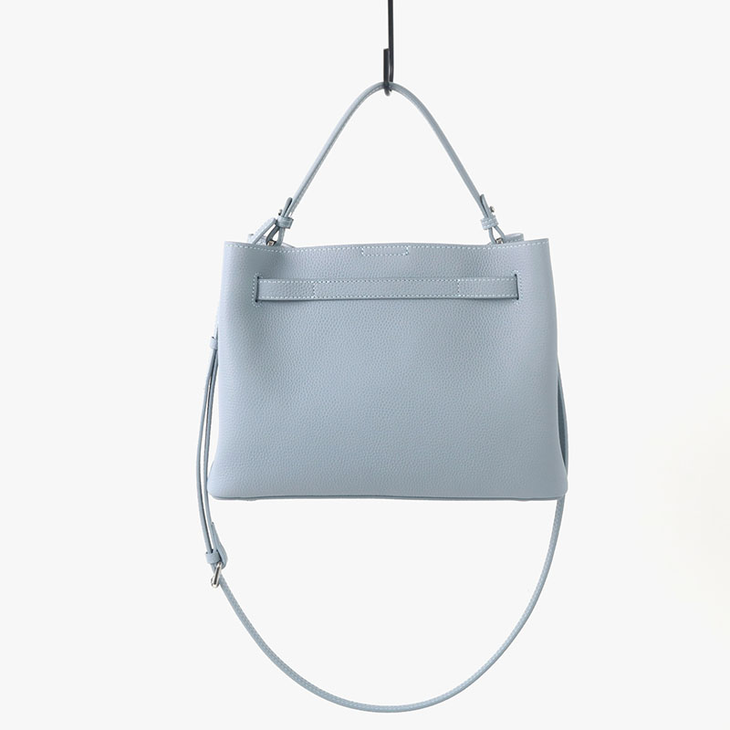 Women's Full-Grain Leather Pebbled Lock Shoulder Crossbody Bucket Handbag