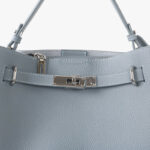 Women's Full-Grain Leather Pebbled Lock Shoulder Crossbody Bucket Handbag