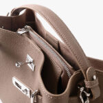 Women's Full-Grain Leather Pebbled Lock Shoulder Crossbody Bucket Handbag