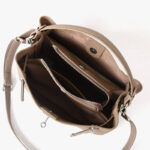 Women's Full-Grain Leather Pebbled Lock Shoulder Crossbody Bucket Handbag