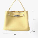 Women's Full-Grain Leather Pebbled Lock Shoulder Crossbody Bucket Handbag