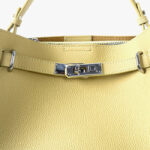Women's Full-Grain Leather Pebbled Lock Shoulder Crossbody Bucket Handbag