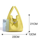 Women's Full-Grain Leather Pebbled Turn-Lock Crossbody Strap Bucket Bags