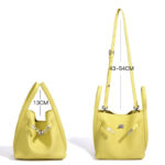 Women's Full-Grain Leather Pebbled Turn-Lock Crossbody Strap Bucket Bags