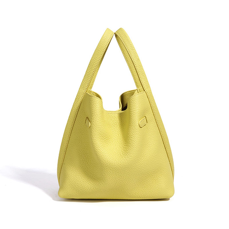 Women's Full-Grain Leather Pebbled Turn-Lock Crossbody Strap Bucket Bags