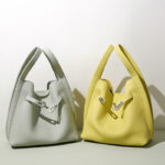 Women's Full-Grain Leather Pebbled Turn-Lock Crossbody Strap Bucket Bags