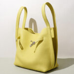 Women's Full-Grain Leather Pebbled Turn-Lock Crossbody Strap Bucket Bags