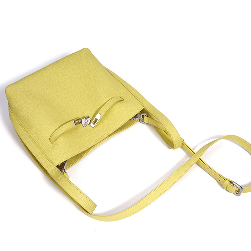 Women's Full-Grain Leather Pebbled Turn-Lock Crossbody Strap Bucket Bags