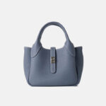 Women's Full-Grain Leather Pebbled Shoulder Crossbody Bucket Handbag