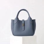 Women's Full-Grain Leather Pebbled Shoulder Crossbody Bucket Handbag