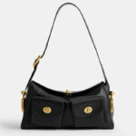 Women's Vegan Leather Structured Flap Lock Pocket Shoulder Bag