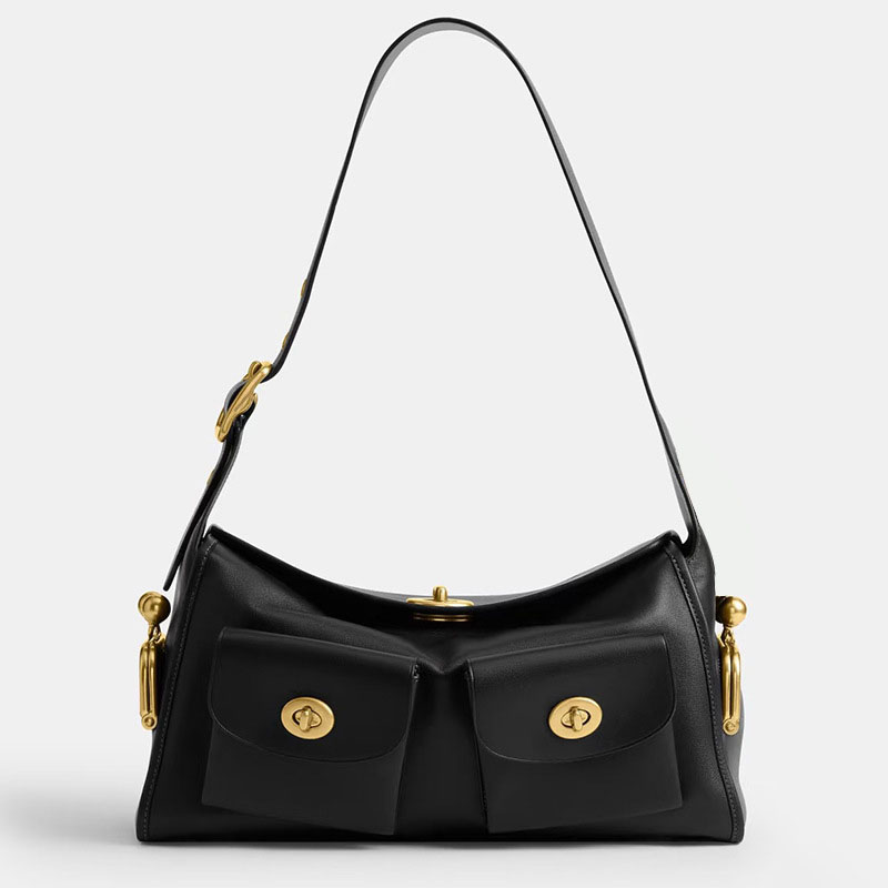 Women's Vegan Leather Structured Flap Lock Pocket Shoulder Bag