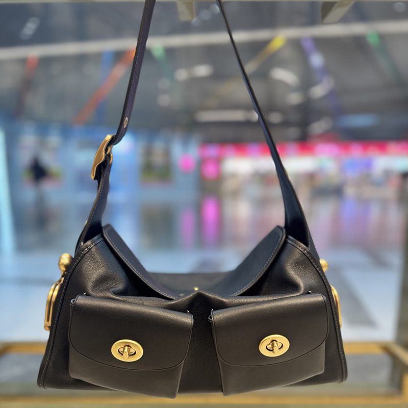 Women's Vegan Leather Structured Flap Lock Pocket Shoulder Bag
