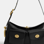 Women's Vegan Leather Structured Flap Lock Pocket Shoulder Bag