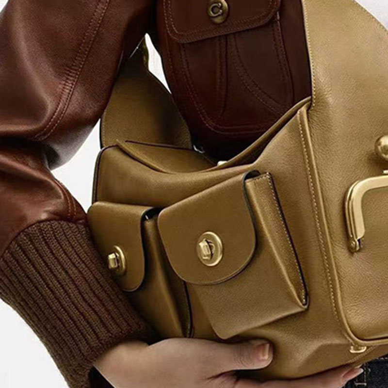 Women's Vegan Leather Structured Flap Lock Pocket Shoulder Bag