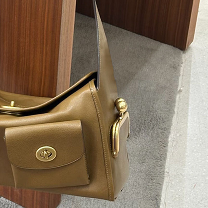 Women's Vegan Leather Structured Flap Lock Pocket Shoulder Bag