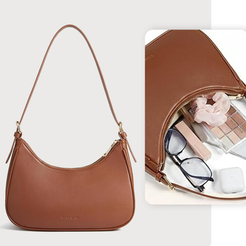 Women's Vegan Leather Structured Hobo Shoulder Bag