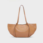 Women's Calfskin Ruched Tote Shoulder Bag