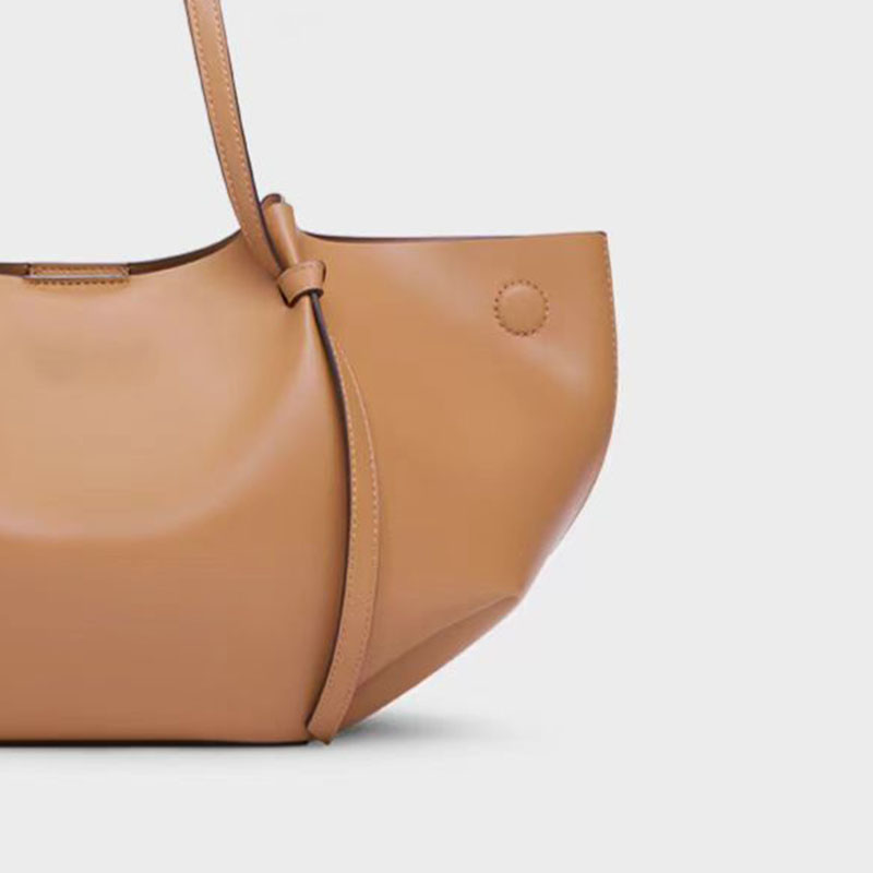 Women's Calfskin Ruched Tote Shoulder Bag