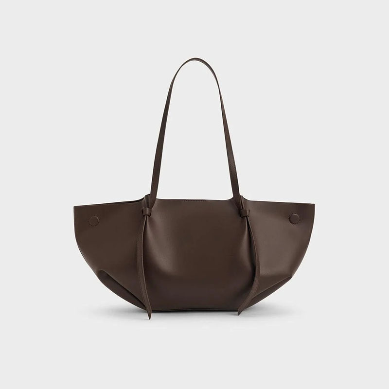 Women's Calfskin Ruched Tote Shoulder Bag