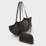 Women's Calfskin Ruched Tote Shoulder Bag