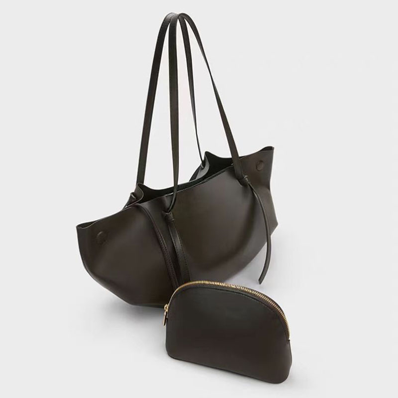 Women's Calfskin Ruched Tote Shoulder Bag
