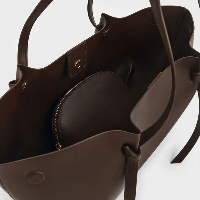 Women's Calfskin Ruched Tote Shoulder Bag
