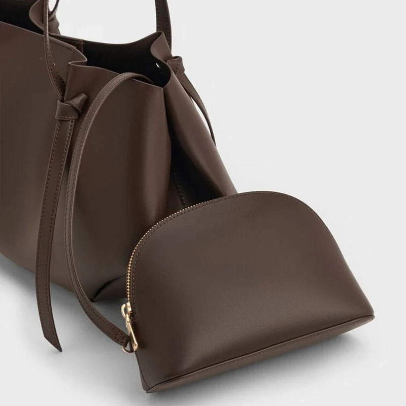 Women's Calfskin Ruched Tote Shoulder Bag