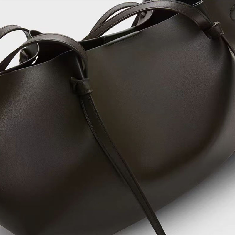 Women's Calfskin Ruched Tote Shoulder Bag
