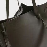 Women's Calfskin Ruched Tote Shoulder Bag