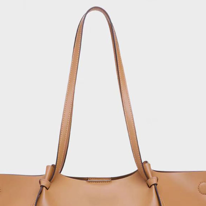 Women's Calfskin Ruched Tote Shoulder Bag
