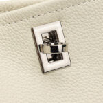 Women's Full-Grain Leather Textured Turn-Lock Shoulder Bucket Bag