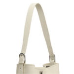 Women's Full-Grain Leather Textured Turn-Lock Shoulder Bucket Bag